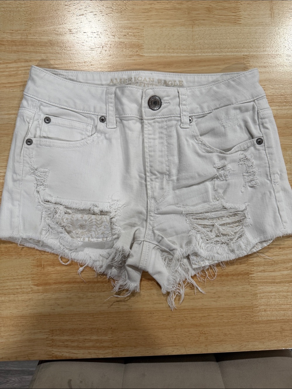 American Eagle Outfitters White Distressed Cutoff Jean Shorts - Women's